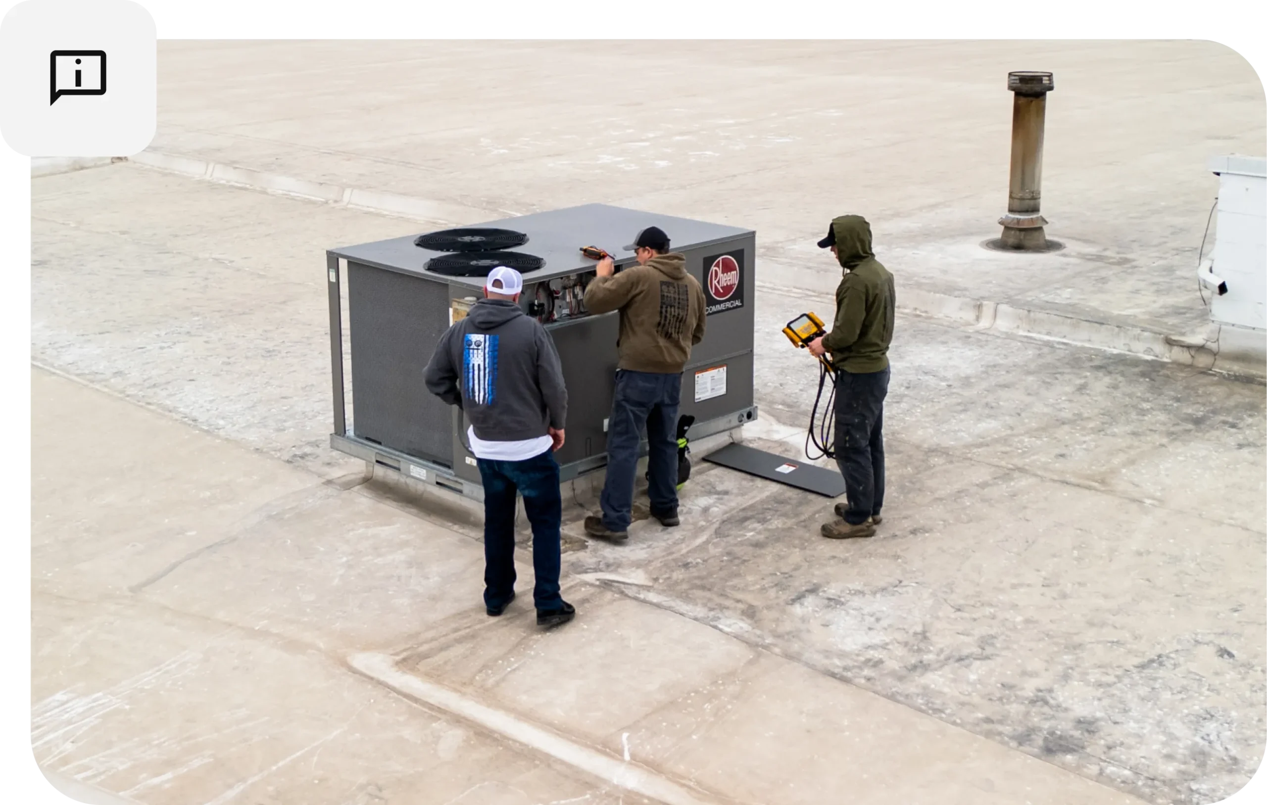 HVAC technicians working on commercial project