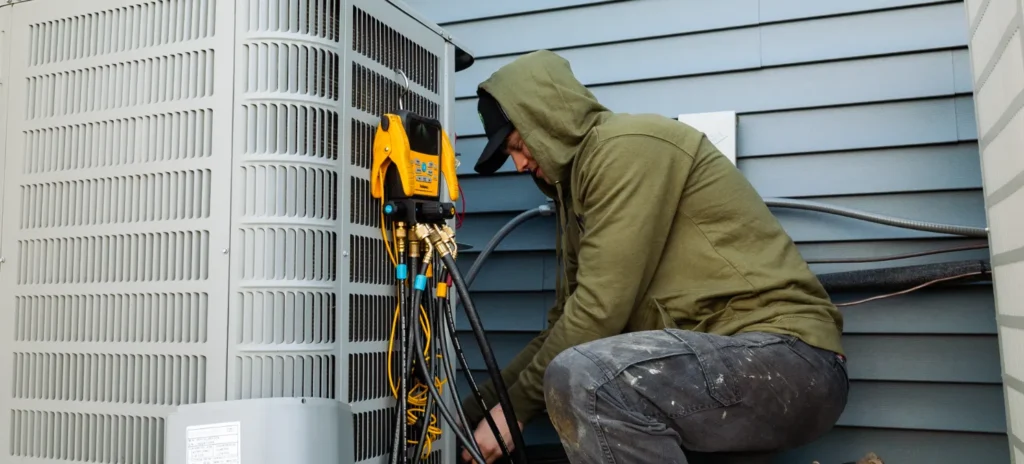Gary Paul Mechanical Employee working on AC unit